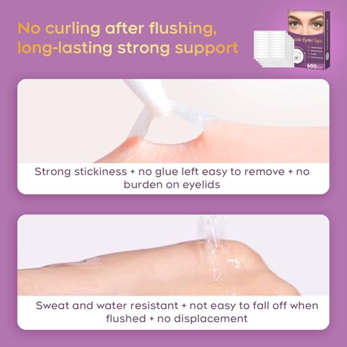 600PCs Invisible Double Eyelid Tape for Hooded Eyes, Invisible Eyelid Lifter Strips Droopy Eyelid Lift Tape, Instant Eyelid Lifting for a Natural Look, Perfect for anyone (600Count (Packof 1))