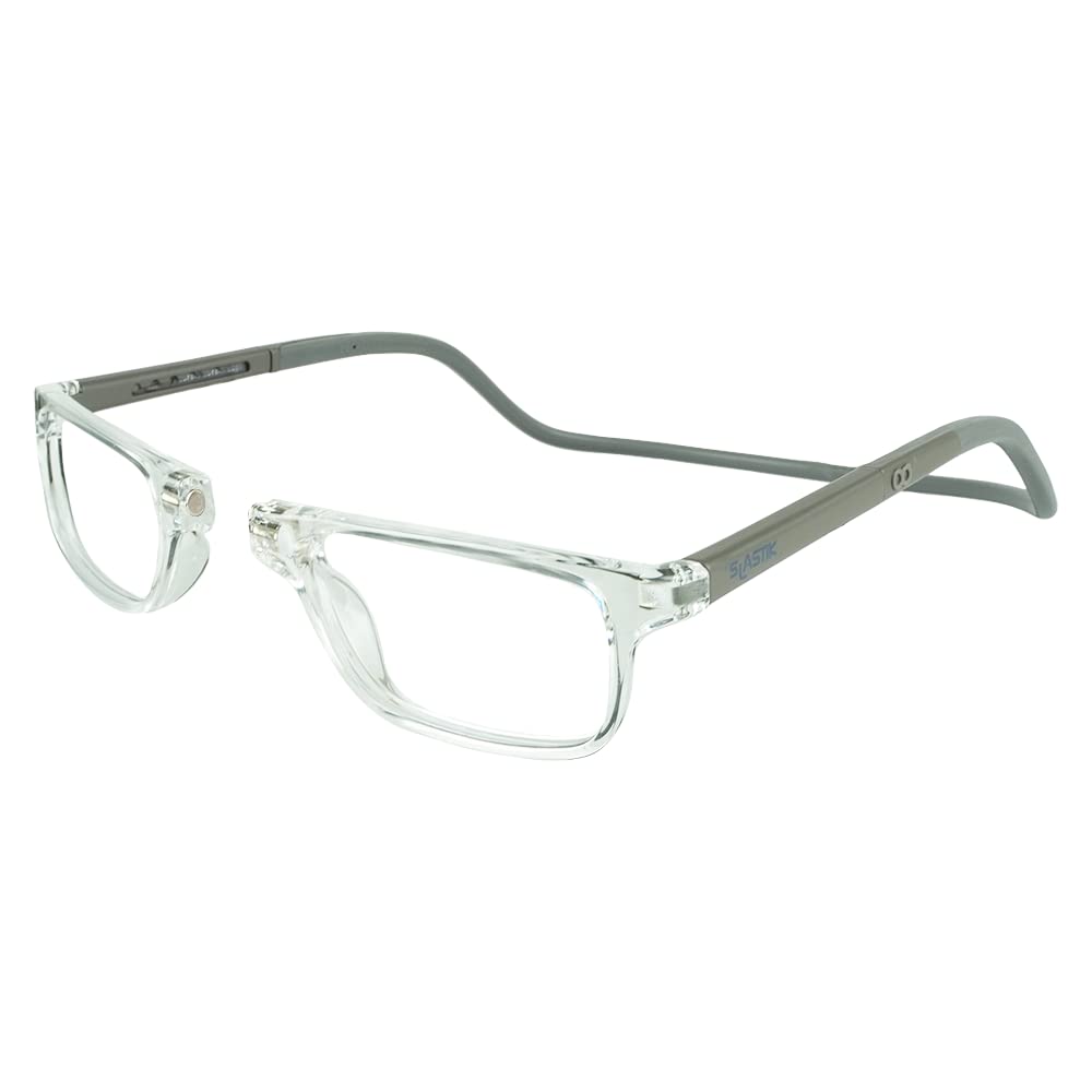 Clic Magnetic Reading Glasses for Men or Women, Soft Foldable Band, Computer Readers, Nashi (S-XL, Clear, 1.75 Magnification)