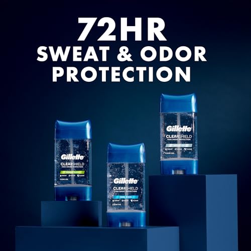 Gillette Antiperspirant and Deodorant for Men, 72hr Sweat & Odor Protection, Long Lasting Freshness, Anti-White Mark Technology, Clear Gel, Cool Wave Scent, 3.8 oz (Pack of 3)