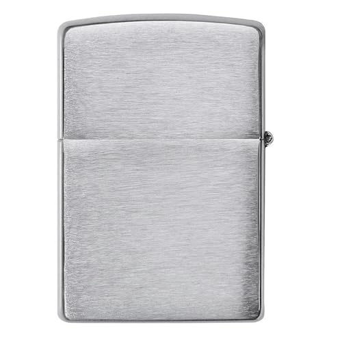 Zippo Classic Brushed Chrome Pocket Lighter - Windproof & Refillable Flip-Top Metal Lighter - Everyday Use Pocket Lighters - Luxury Lighters Made in USA