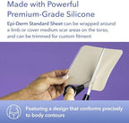 Epi-Derm Keloid Standard Premium Grade Silicone Scar Sheets for C-Section, Tummy Tuck, Cardiac Surgery Scars, Easy to Use & Reusable Silicone Gel Sheets for Scars, 4.7 x 5.7 in - Clear