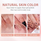 BTArtbox XCOATTIPS Gel Nail Kit - Long Square Nail Tips with Gel Glue, Top Coat, Nail Lamp, Brown Pre-colored Gel Nails, One-Step Fake Nails Kit for Nail Art DIY
