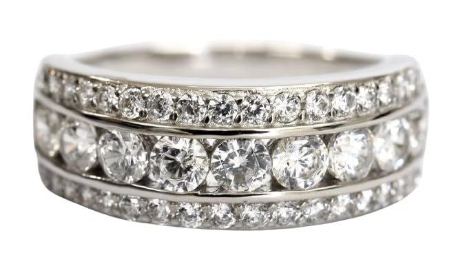 Drizzle Jewels 3Ct Round Cut Lab Created Diamond Half Eternity Band, 14k White Gold Finish (White, 6)