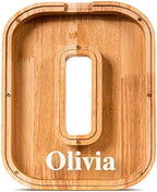 Summidate Customized Name Large Wooden Piggy Bank for Kids Boys Girls Alphabets Letter A-Z Coins Bills Money Change Bank Box Initial on Clear Cover (Laser Engraved) (Alphabet-O, Personalized-9")