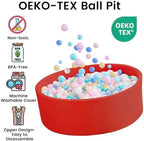 Ball Pit for Toddlers 47.24''x15.75'' Baby Ball Pits Soft Memory Foam Ball Pools Round Lagre Kids Ball Pits Kids Play Ball Pool Ideal Gift for Children (Red, NO Balls)