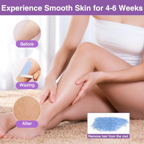 Waxing Kit -Digital Wax Warmer Machine for Hair Removal with 4 Packs of Hard Wax Beads & Silicone Wax Pot for Full Body, Legs, Face, Eyebrows, Bikini, Brazilian at Home Waxing Kit for Women Men