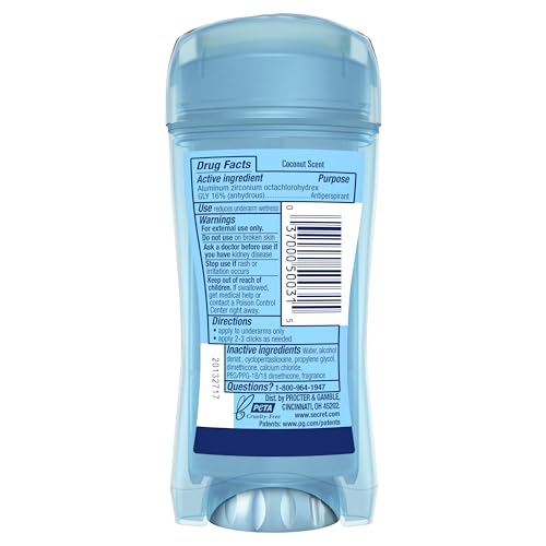 Secret Clear Gel Antiperspirant and Deodorant, Coconut Scent, 2.6 Ounce (Pack of 2)