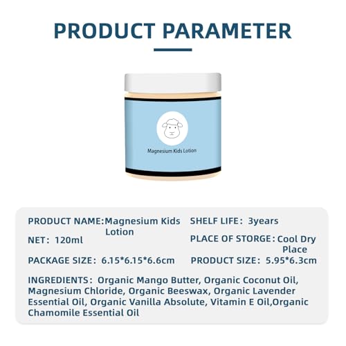 ANRUI Magnesium Lotion for Kids, Magnesium Lotion for Sleep Kids, Topical Magnesium Cream Helps Kids Stay Calm at Bedtime and During The Night,Magnesium Lotion for Kids - Without Melatonin（4 oz）