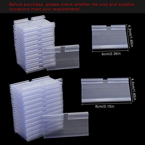 50 Pcs Plastic Wire Shelf Label Holders, 3" x 1.65" Clear Price Tag Holder with Double Snap Lock Closure - Reusable Plastic Basket Label Holders for Market, Retail Shop, and Pantry