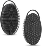 Metene 2 Pack Silicone Exfoliating Body Scrubber with Loop, Body Scrubber for Men and Women, Silicone Loofah for Shower, Soft Silicone Body Scrubber for Shower and Bath Skincare Routine(Black)