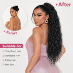 ALXNAN Claw Clip Ponytail,30 Inch Black Ponytail Extension for Women Synthetic Long Curly Wavy Clip in Ponytail Hair Extensions Synthetic Hairpiece for Daily Party Use