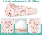 Lymphedema Axilla Pillow Armpit Pain Relief Mastectomy Recovery Supplies, 4PCS Cotton Lumpectomy Mastectomy Pillows Post OP Multicolor Breast Surgery Pillow (Pink Flower)