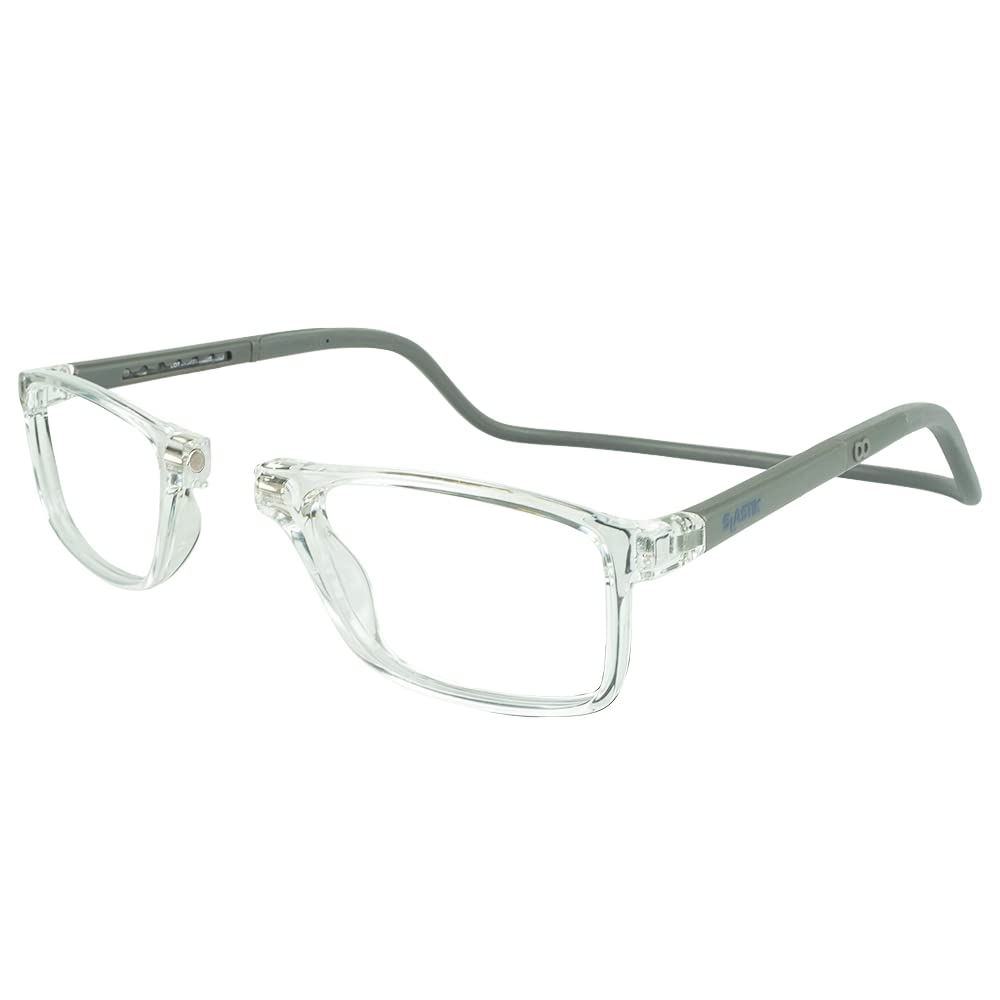 Clic Magnetic Reading Glasses for Men or Women, Soft Foldable Band, Computer Readers, Barat (M-XL, Clear, 1.50 Magnification)