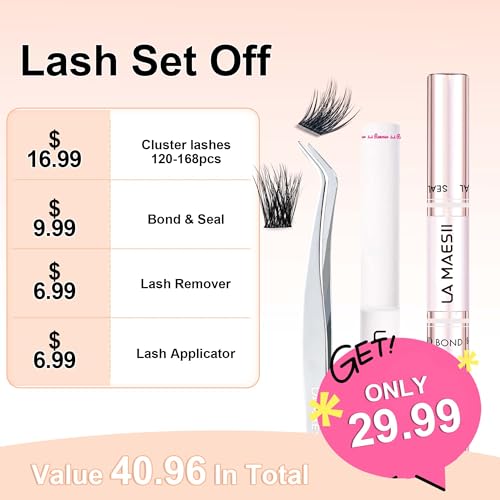 Lash Clusters Kit, Wispy Clusters Lashes Extension Kit, 144 Cluster Eyelash Extensions Soft Individual Lashes Volume, with Clusters Lash Glue Remover Applicator(01C-KitPlus)