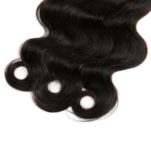Boho Knotless Braids Human Hair Micro Braids Extension Hair Body Wave Human Bulk Hair 16"18"20" 1pack (3bundles(300g) Natural Black Color