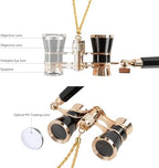 3X25 Opera Glasses for Women with Adjustable Handle & Chain,BK7 Optical Lens, Vintage Compact Mini Theater Binoculars Adults Kids in Opera Musical Concert-Black