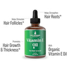 Vitamin E Oil for Hair Growth - Thickening, Moisturizing, Strengthening Serum For Women, Men. Single Ingredient Scalp Treatment For Weak, Dry, Frizzy Hair 2oz