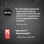 TP-Link Deco BE63 Tri-Band WiFi 7 BE10000 Whole Home Mesh System - 6-Stream 10 Gbps, 4x2.5G Ports Wired Backhaul, 4X Smart Internal Antennas, VPN, MU-MIMO, HomeShield, Free Expert Support (3-Pack)