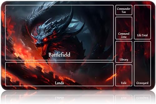 for MTG Game Playmat, for Magic TCG Rubber Play mat,Tabletop Card Playmats with Smooth Surface,Trading Card Inked Game Mat with New Zones,Battle Game,Fire Dragon