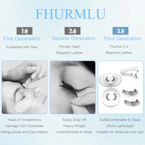 Ginani magnetic lashes,Magnetic Eyelashes Natural Look,Magnetic Eyelashes with Applicator,Reusable Magnetic eyelashes,No Glue Needed Magnetic Eyelashes Magnetic Lashes Kit（Natural+Simple+Fuller）