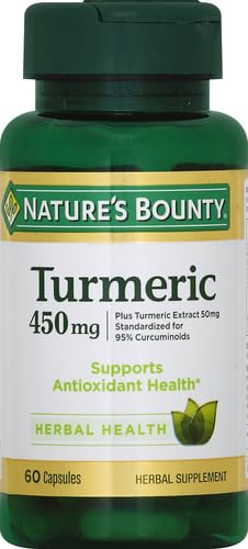 Nature's Bounty Turmeric Capsules, Herbal Supplement with Plant-Based Antioxidants, 450 Mg, 60 Count (Pack of 2)