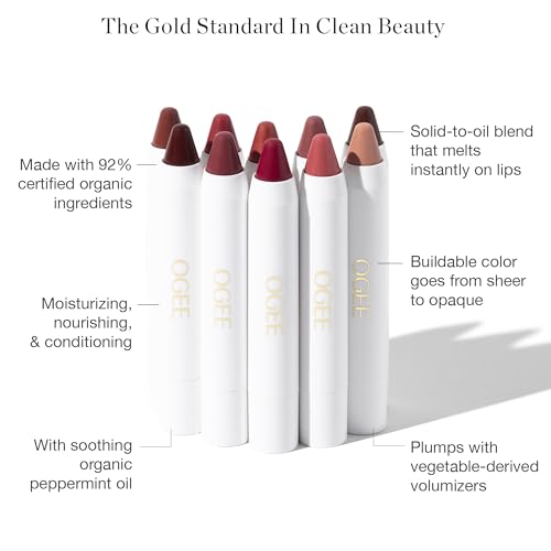 Ogee Tinted Sculpted Lip Oil - Lip Stain Made with 100% Organic Coconut Oil, Jojoba Oil, and Vitamin E - Best as Lip Balm, Lip Color or Lip Treatment - VIOLA