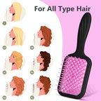 Vented Detangling Brush for Curly Thick Hair, Wave-Shaped Bristles for Scalp Massage, Anti-Tangle Hairbrush for Women, Men and Teens, Purple