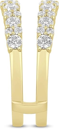 Drizzle Jewels 3.00Ct Round Cut Lab Created Diamond Wrap Enhancer Guard Wedding Band Ring, 14K Yellow Gold Finish (Yellow, 4.25)