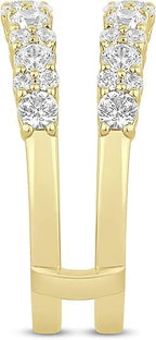 Drizzle Jewels 3.00Ct Round Cut Lab Created Diamond Wrap Enhancer Guard Wedding Band Ring, 14K Yellow Gold Finish (Yellow, 4.25)