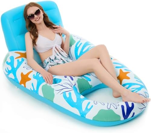 Jasonwell Inflatable Pool Float Adult - Pool Floaties Lounger Floats Raft Floating Chair Water Floaties for Swimming Pool Lake Lounge Float with Cup Holders Beach Pool Party Toys for Adults