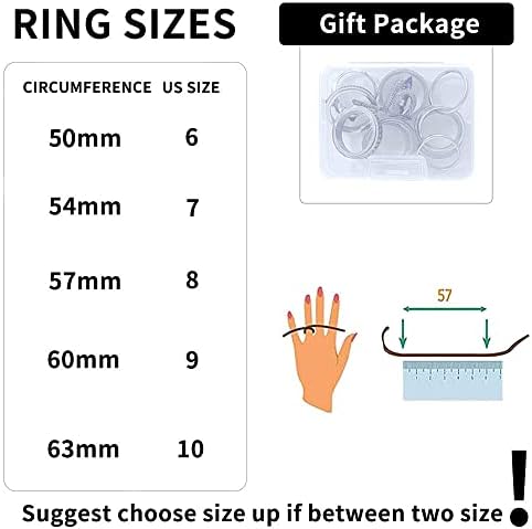 MUCAL Fidget Rings for Anxiety 8pcs Stainless Steel Spinner Ring Anti Anxiety Ring Spinning Moon Star Cool Stress Relieveing Rings for Women Men