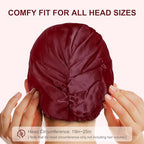 Silk Bonnet for Sleeping, 22 Momme Bonnet Grade-6A 100% Pure Mulberry Silk Bonnet for Hair Care, Maintaining Hairstyles Overnigh, Elastic and twist knot design,Hair Bonnet for Sleeping(1PC, Burgundy)