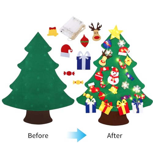 3FT DIY Felt Christmas Tree for Kids with 31pcs Detachable Ornaments,Wall Hanging Xmas Gifts Christmas Decorations