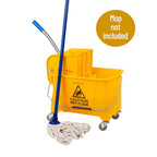 Mind Reader Mop Bucket with Wringer (Mop Not Included), 5.5 Gallon Cleaning Bucket with Wheels and Handle, Upward Press Wringer, Small Mop Compatible, Yellow