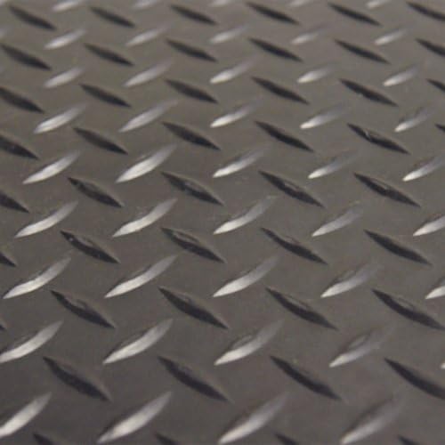 Rubber-Cal Diamond-Plate Rubber Flooring Rolls - 3 mm x 4 ft x 2.5 ft Rolls - Black