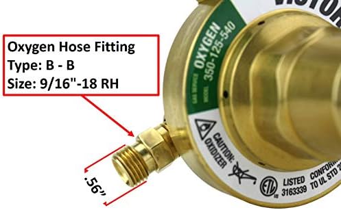 VICTOR Heavy Duty Oxygen Regulator Model: 350-125-540 - Delivery Rate: 5-125 psi - CGA-540 - Full Brass - Genuine Victor