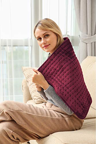 New 2023 Ambershine 45cmx85cm XXXL King Size Heating Pad with Fast-Heating Technology&10 Temperature Settings, Flannel Electric Heating Pad/Pain Relief for Back/Neck/Shoulders/Abdomen/Legs (Red)