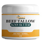 Grass-Fed Beef Tallow Skin Moisturizer body butter with goat milk a d oatmeal Organic Hand, foot, massage Cream| Handmade Skincare | Unscented Body moisturizer lotion, balm for dry skin, Eczema relief (OATMEAL & HONEY)