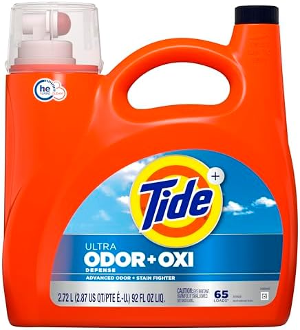 Tide Ultra Odor Defense Plus Oxi Liquid Laundry Detergent, 92 fl oz, 65 Loads, Advanced Odor and Stain Fighting Laundry Detergent Liquid
