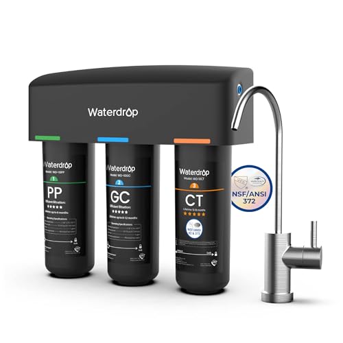 Waterdrop TSB 8 Layer High Capacity Under Sink Water Filter, Reduces PFAS, PFOA/PFOS, Fluoride, Chlorine, Bad Taste & Odor, with Dedicated Faucet, NSF/ANSI 42 Certified Element, USA Tech