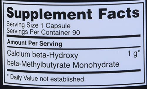 Optimum Nutrition HMB 1000 Caps, 1g of Calcium beta-Hydroxy beta-methylbutyrate per Capsule, 90 Capsules, 30 Servings, (Pack of 2)