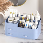 MIUOPUR Makeup Organizer for Vanity, Large Capacity Desk Organizer with Drawers for Cosmetics, Lipsticks, Jewelry, Nail Care, Skincare, Ideal for Bedroom and Bathroom Countertops - Large Blue