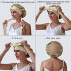 ZIMASILK 19 Momme 100% Mulberry Silk Bonnet for Sleeping Women Long Hair Double Layer Silk Hair Wrap with Tie Band Stay On Head for Hair Care (1Pc, Coffee)