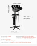 VEVOR Portable Shampoo Bowl, Deep Shampoo Sink for Washing Hair with Adjustable Height and Angle, Includes Drain Hose, Shower Head and Bucket, Portable Salon Sink for Barbershop Spa Center Use, Black