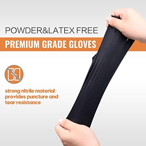 Wostar Black Nitrile Disposable Gloves Medium 8 Mil 100Pcs Latex & Powder-Free Industrial Raised Diamond Texture Black Gloves
