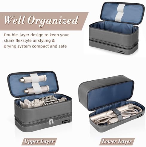 Double Layer Storage Case For Shark Flexstyle, Travel Carrying Case For Shark 430/440 Flexstyle, Organizer Bag For Shark Flexstyle/Dyson Airwrap Styler Attachments