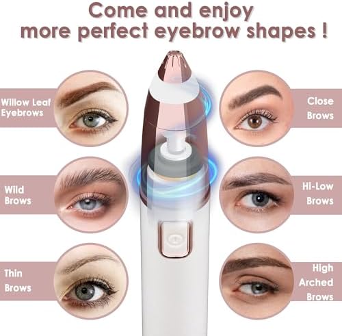 Electric Eyebrow Razor for Women,Eyebrow Hair Remover, Painless Eye Brow Trimmer Shaper with LED Light, USB Rechargeable, Eye Brow and Face Epilator as Stockings Stuffers