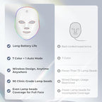 Red Light Mask for Face, 7 Color Red Light Facial Masks, At-Home Facial Care Device, Portable, Cordless, and Rechargeable