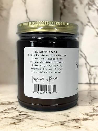 Beef Tallow Balm - 2 oz - Organic Grass Fed and Finished Tallow- Made in USA - Moisturizing Skin Care Tea Tree