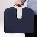 DMI Gradual Slope Seat Cushion for Coccyx, Sciatica and Tailbone Pain Used With Dining Room Chairs, Desk Chairs, Thin Car or Wheelchair Cushions, Machine Washable-Cover, 15 Inch, Navy